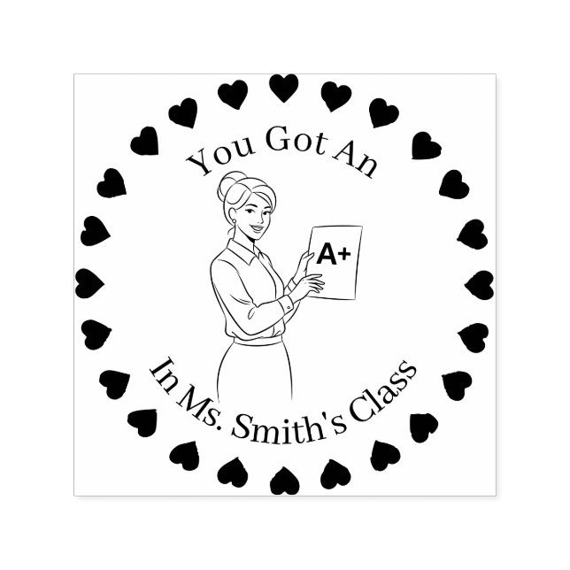 Hearts in a Circle, Female Teachers A+ Self-inking Stamp (Design)