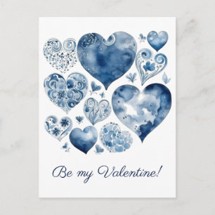 Hearts in Delft Blue, valentine Postcard