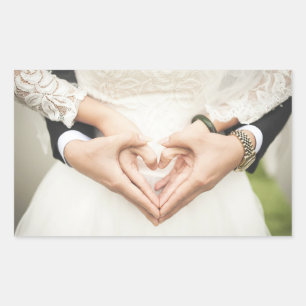 Hearts in Our Hands Wedding Rectangular Sticker