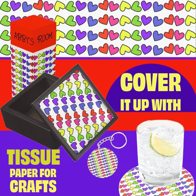 Hearts in Rainbow Colours Tissue Paper (Creator Uploaded)