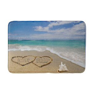 Hearts In Sand Beach Theme Bathroom Mat