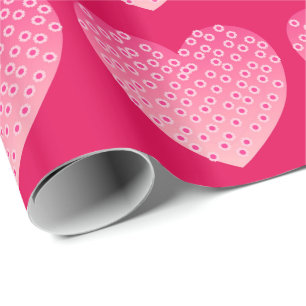 Hearts in shades of soft pink on a hot pink backgr wrapping paper