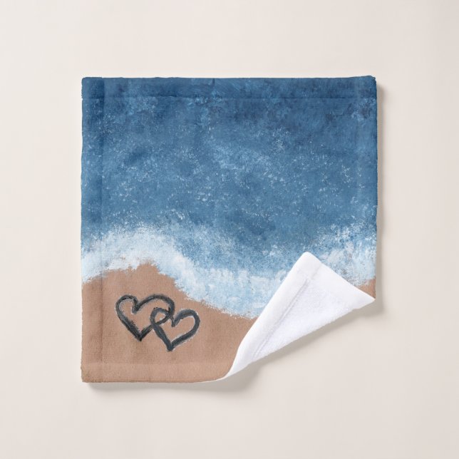 Hearts in the Sand Bath Towel Set (Wash Cloth)