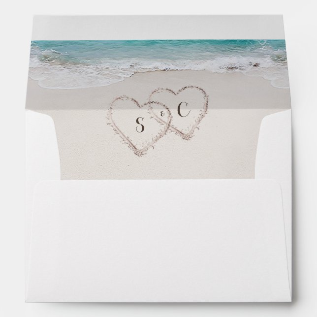 Hearts in the sand beach liner envelope (Back (Bottom))