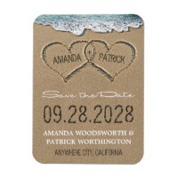 Hearts in the Sand Beach Save the Date Magnets