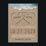Hearts in the Sand Beach Shore Save The Date Cards<br><div class="desc">Hearts in the Sand Beach Shore Save The Date Cards - features hearts in the sand that you can "carve" or "write" your own names into. The back has a matching sand background. See the full matching collection in this design found on this page.</div>