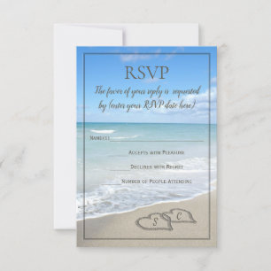 Hearts in the Sand Beach Wedding Monogram RSVP