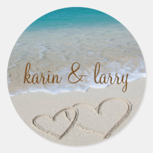 Hearts in the Sand Classic Round Sticker