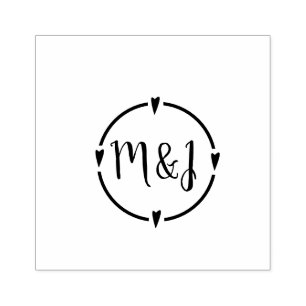 Hearts Initial Wedding Logo Design Stamp