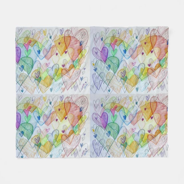Hearts Inspirational Custom Fleece Throw Blanket (Front (Horizontal))