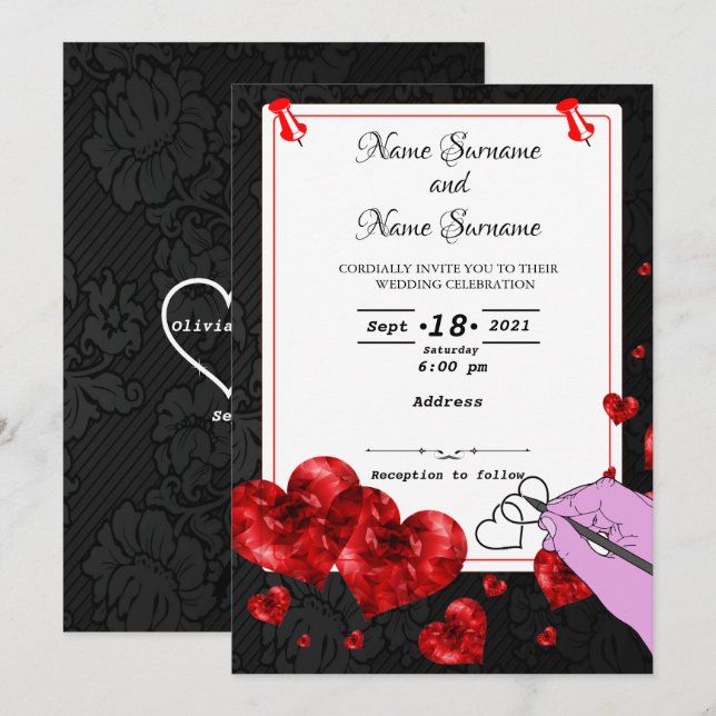 Hearts Invitation (Front/Back)