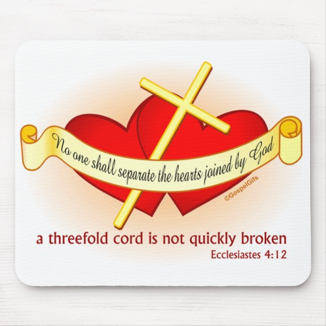 Hearts joined by God Christian gift Mouse Mat (Front)