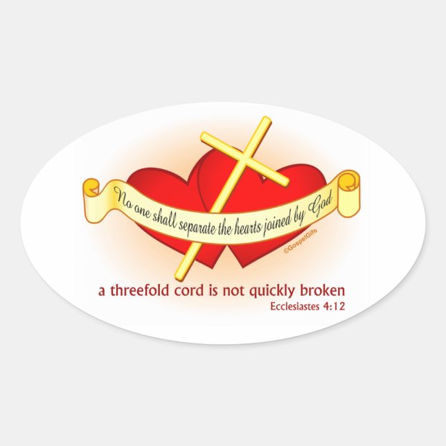 Hearts joined by God Christian gift Oval Sticker (Front)