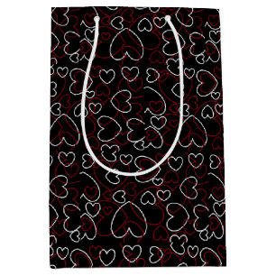 Hearts Jumble Red White Black Elegant Chic Design Medium Gift Bag