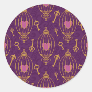 Hearts-keys-pattern Classic Round Sticker