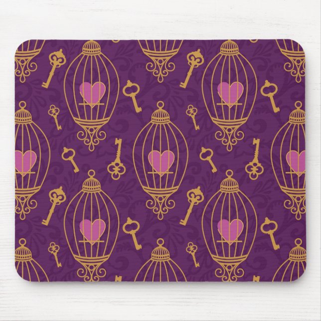 Hearts-keys-pattern Mouse Mat (Front)