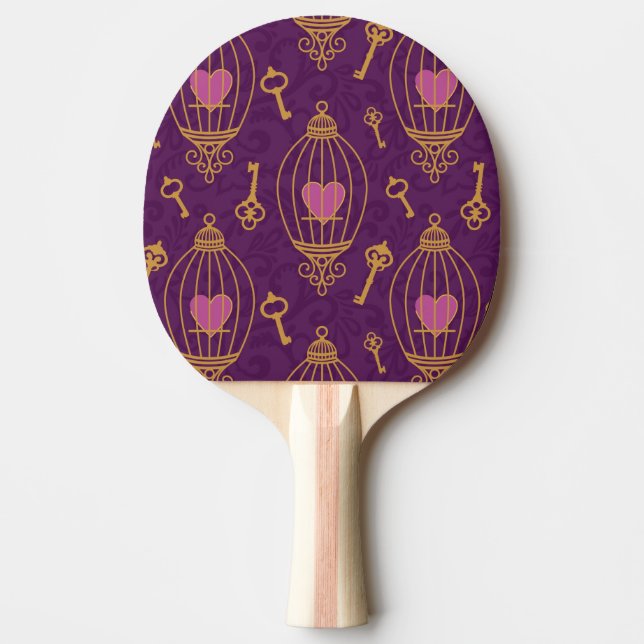 Hearts-keys-pattern Ping Pong Paddle (Front)