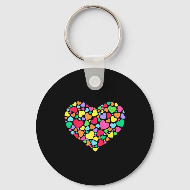 Hearts Kids School Valentines Day Girls Boys  Key Ring (Front)