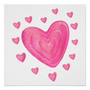 Hearts Kids School Valentines Day Girls Boys Poster