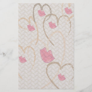 Hearts Kisses and Lace Stationary Stationery