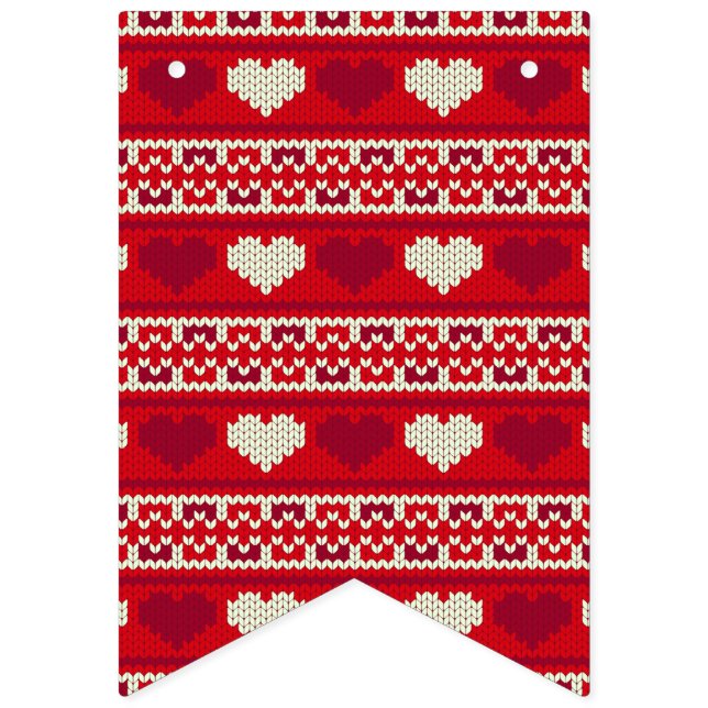 Hearts knitting seamless pattern 1 + your ideas bunting  (First Flag)