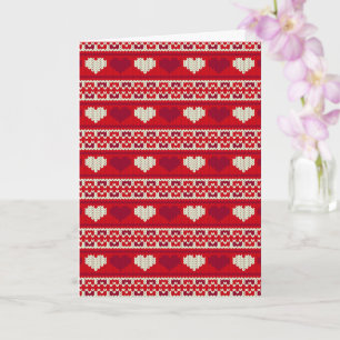 Hearts knitting seamless pattern 1 + your ideas card