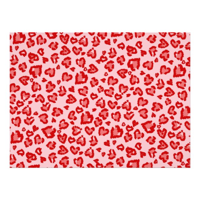 Hearts Leopard Pattern in Red on Blush Photo Print (Front)