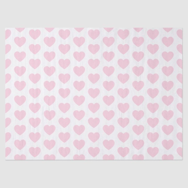 Hearts, Light Pink on White Tissue Paper (Front)