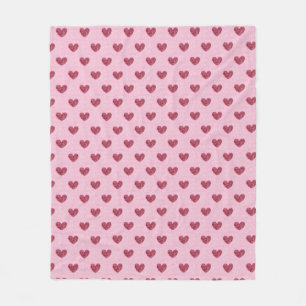 Hearts Lil' Sweetheart Red Pink Faux Fuzzy Design Fleece Blanket