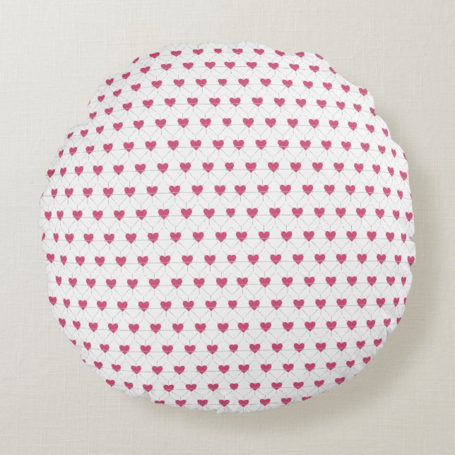 Hearts Lines Graphic Valentines Love Pattern Round Cushion (Front)