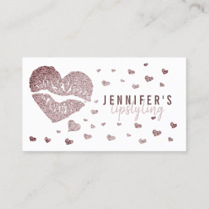 Hearts Lips Gloss Lipstick Business Card
