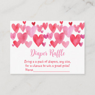 Hearts Little Sweetheart Baby Shower Diaper Raffle Enclosure Card