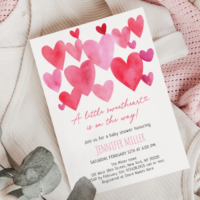 Hearts Little Sweetheart Baby Shower Invitation (Creator Uploaded)