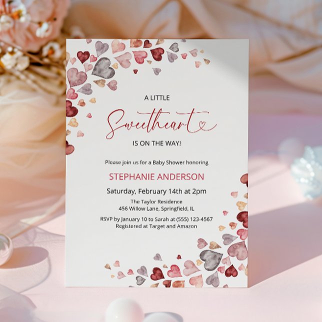 Hearts Little Sweetheart Girl Baby Shower Invitation (Creator Uploaded)
