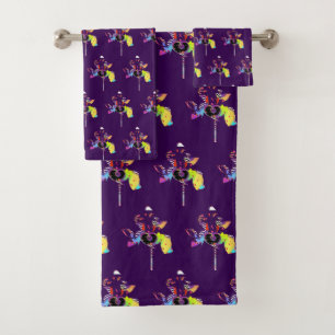 Hearts Lollipop Purple  Bath Towel Set