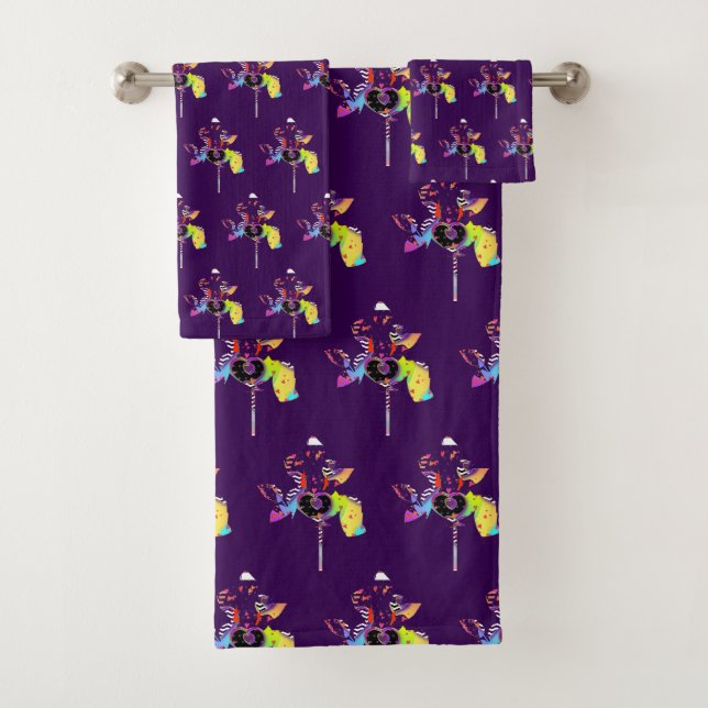 Hearts Lollipop Purple  Bath Towel Set (Insitu)