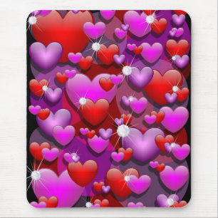 Hearts Love and Diamonds Mouse Mat