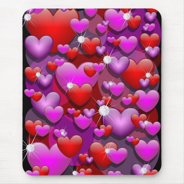 Hearts Love and Diamonds Mouse Mat (Front)