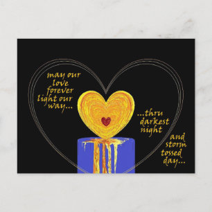 Hearts Love Candle Valentine Wedding Anniversary Postcard
