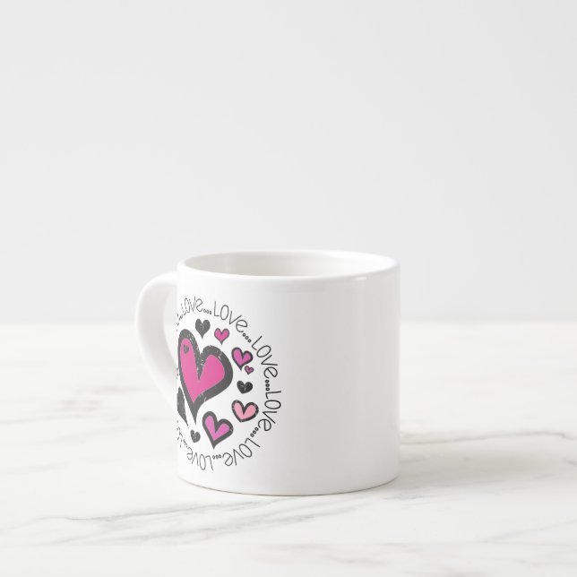 Hearts Love Love Love Espresso Cup (Front Left)