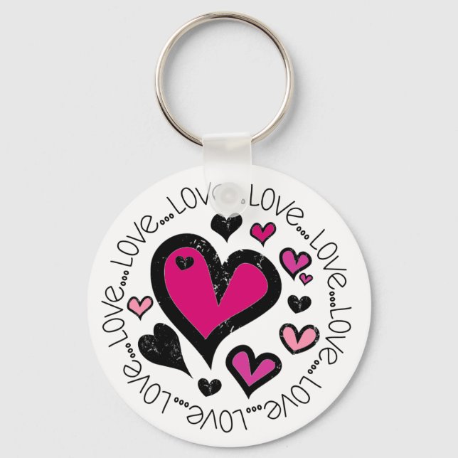 Hearts Love Love Love Key Ring (Front)