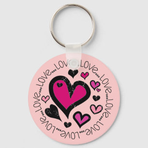 Hearts Love Love Love Key Ring