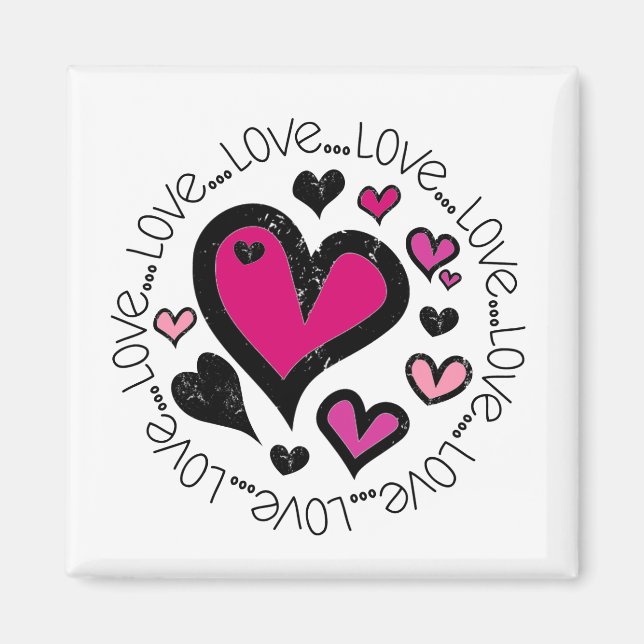 Hearts Love Love Love Magnet (Front)