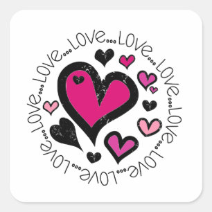 Hearts Love Love Love Square Sticker