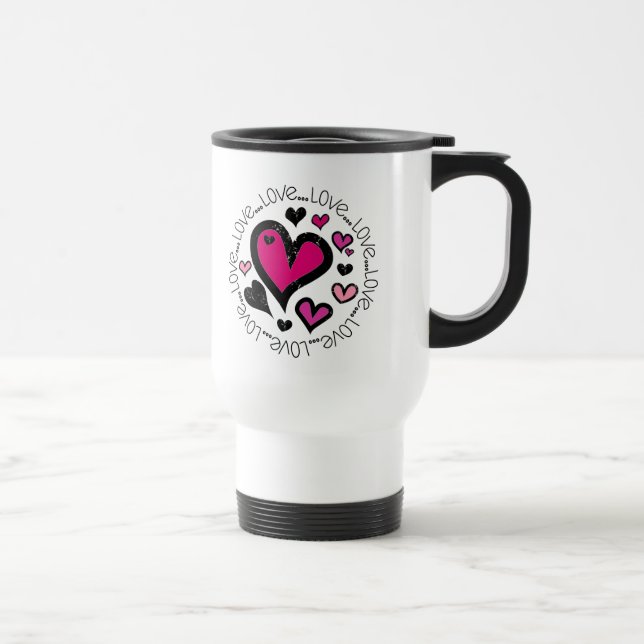 Hearts Love Love Love Travel Mug (Right)