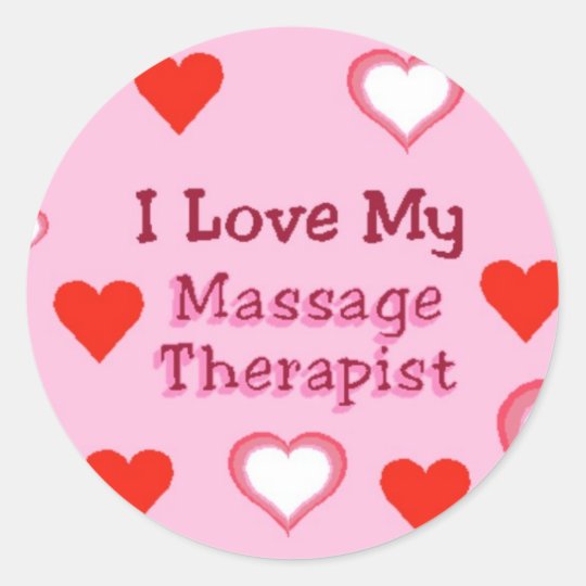 Hearts Love My Massage Therapist Classic Round Sticker Uk 2141