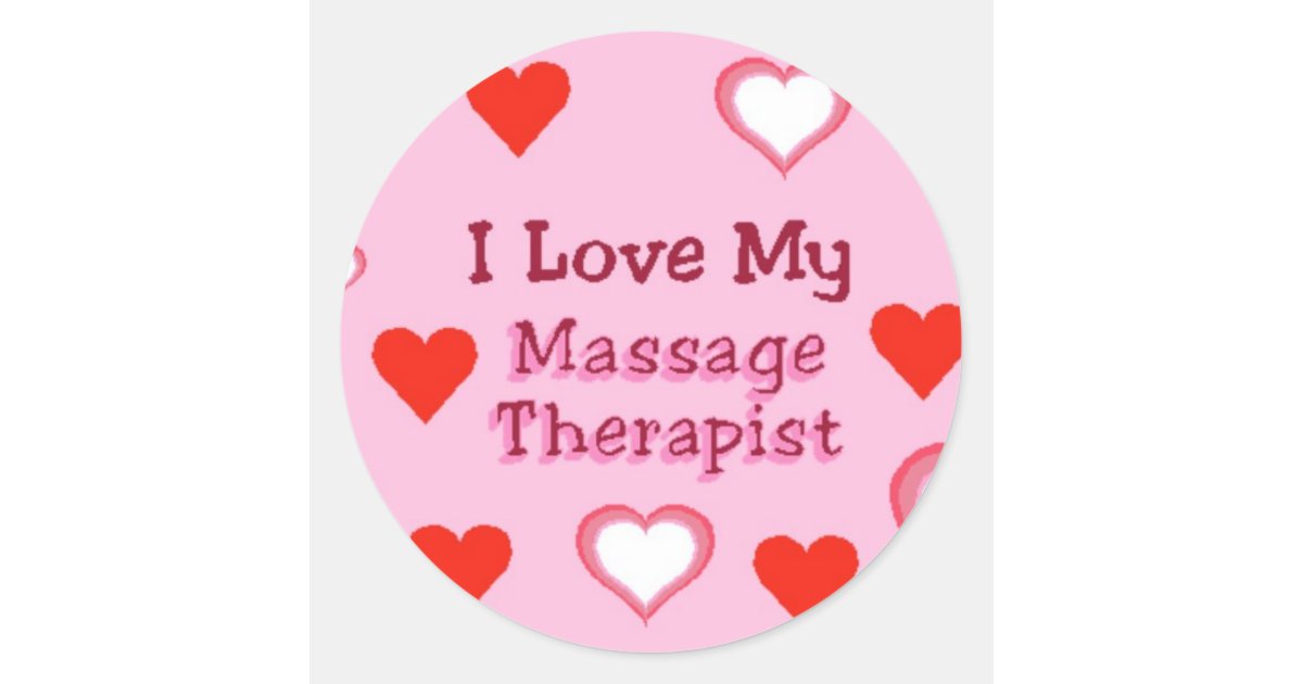 Hearts Love My Massage Therapist Classic Round Sticker Uk 7358