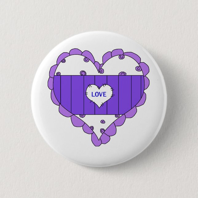 Hearts Love Purple Kids Stuff 6 Cm Round Badge (Front)