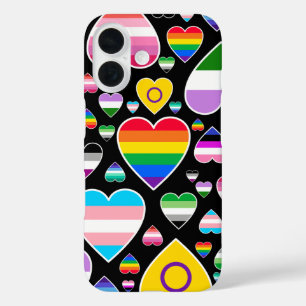 hearts love rainbow colourful pride flags lgbtq  iPhone 16 case
