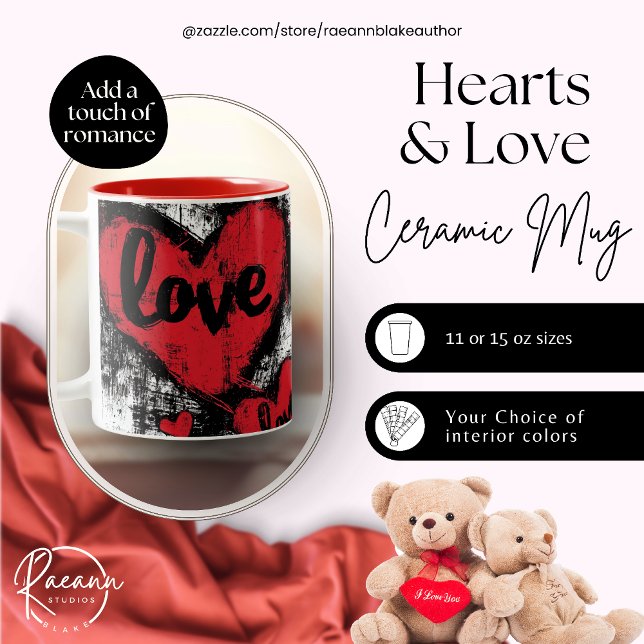 Hearts & Love Two-Tone Ceramic Mug  (Creator Uploaded)